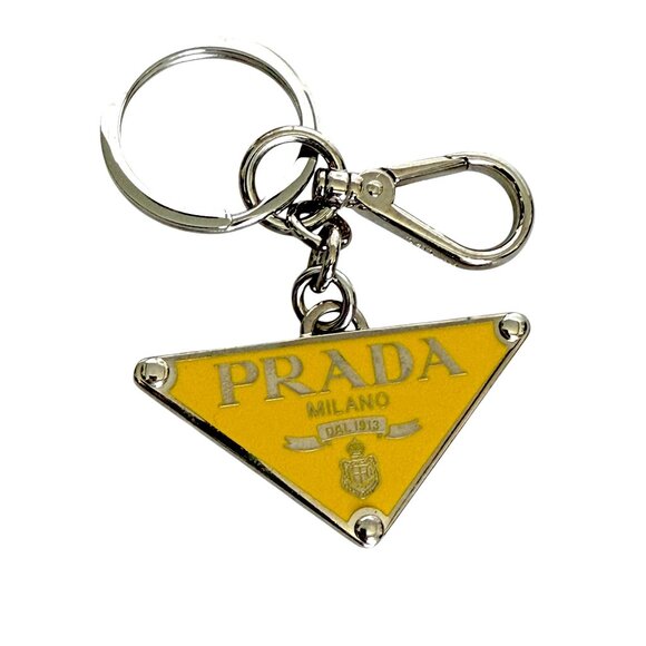 Prada Accessories - PRADA Key Ring Charm PRADA Metal Triangle Triangle Logo Plate, Yellow, IPS057